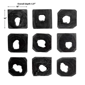 Bahati Ebony Wood Wall Art, S/9
