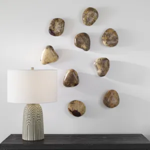 Pebbles Blonde Wood Wall Decor, S/9