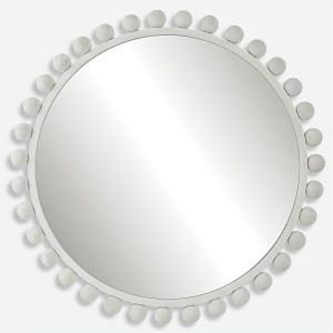 Cyra White Round Mirror