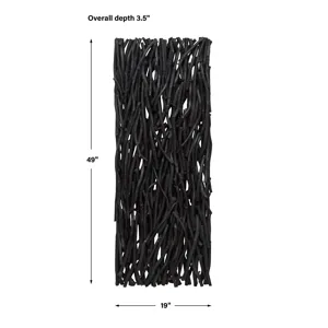 Gathered Teak Black Wood Wall Decor