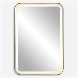 Crofton Lighted Brass Vanity Mirror