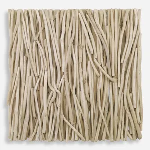Gathered Teak Square Bleached Wood Wall Decor