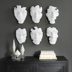 Self-Portrait White Mask Wall Decor, Set/6