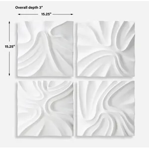 Snowdrift Scultped White Wall Decor, S/4