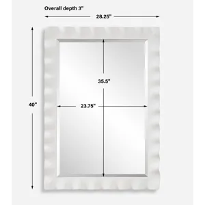 Haya White Scalloped Mirror