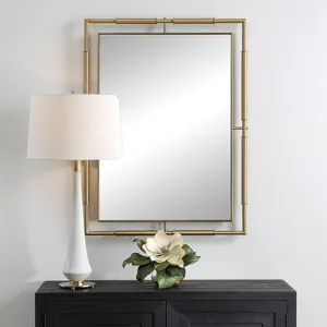 It\'s All Connected Rectangle Brass Mirror