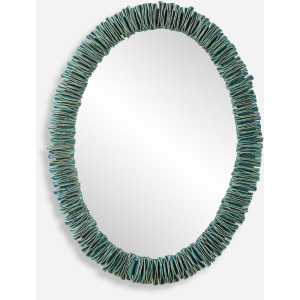 Bonaire Teal Blue Oval Mirror