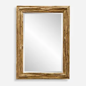 Overlap Teak Wood Mirror