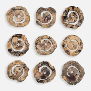 Corkscrew Wood Wall Decor Set/9