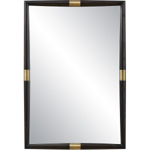 Larkin Dark Wood & Brass Mirror