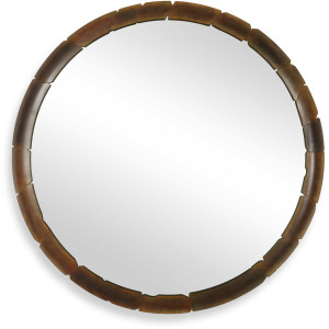 Auger Amber Glass Round Mirror