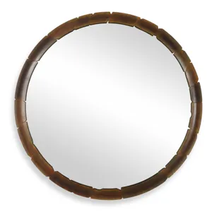 Auger Amber Glass Round Mirror