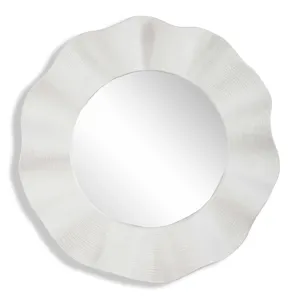 Wave Length Round White Mirror