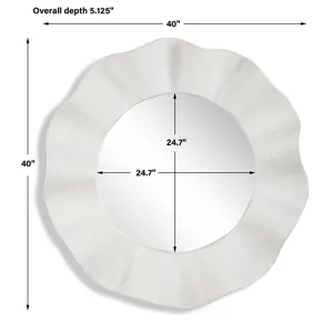 Wave Length Round White Mirror