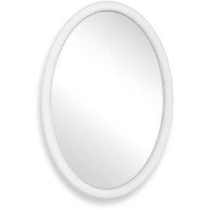 Bali White Ribbed Oval Mirror