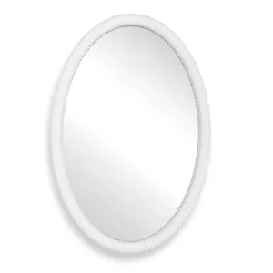Bali White Ribbed Oval Mirror