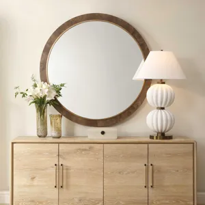 Cleveland Round Burl Wood Mirror