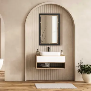 Bach Walnut & Brass Rectangle Mirror