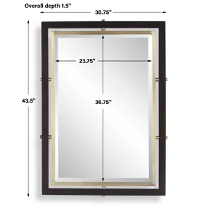 Bach Walnut & Brass Rectangle Mirror