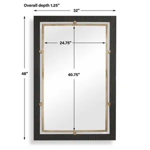 Guerra Walnut & Brass Mirror