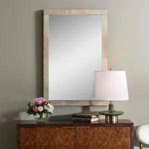 Pave Rectangular Travertine Mirror