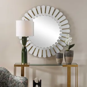 Miran White Glass Round Mirror