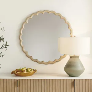 Cerrito Burnished Ivory Round Mirror