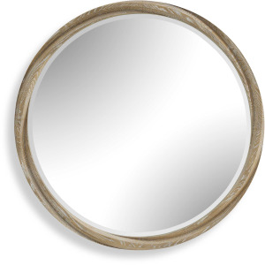 Landry Round Light Wood Mirror