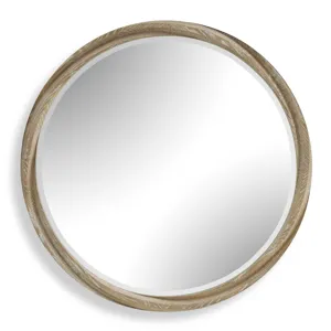 Landry Round Light Wood Mirror