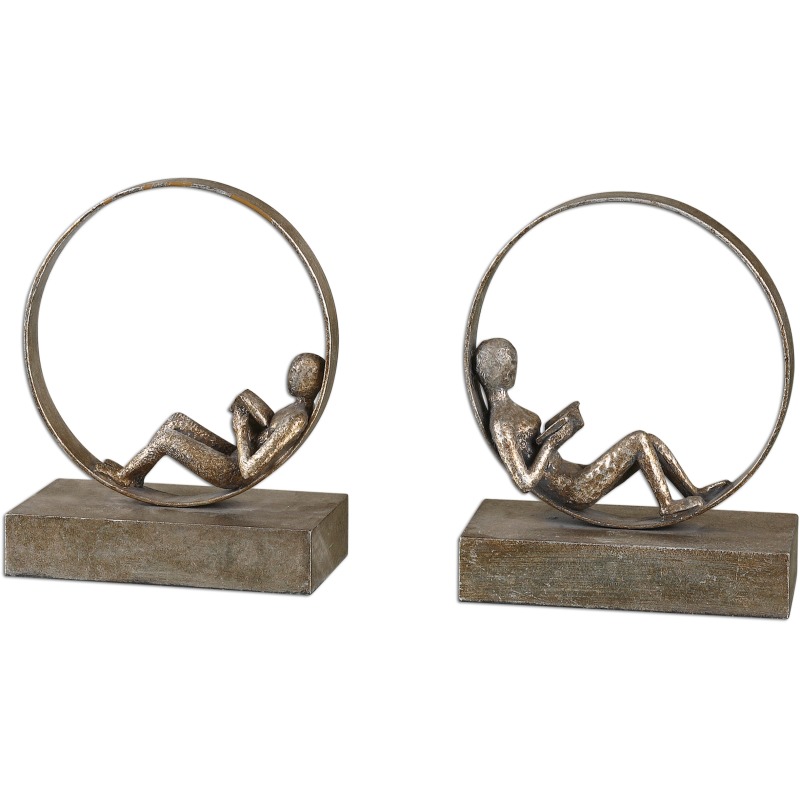Lounging Reader, Bookends, S/2