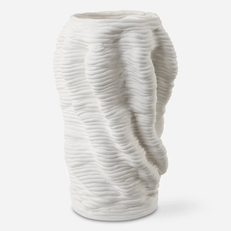 Stratified Matte White Vase