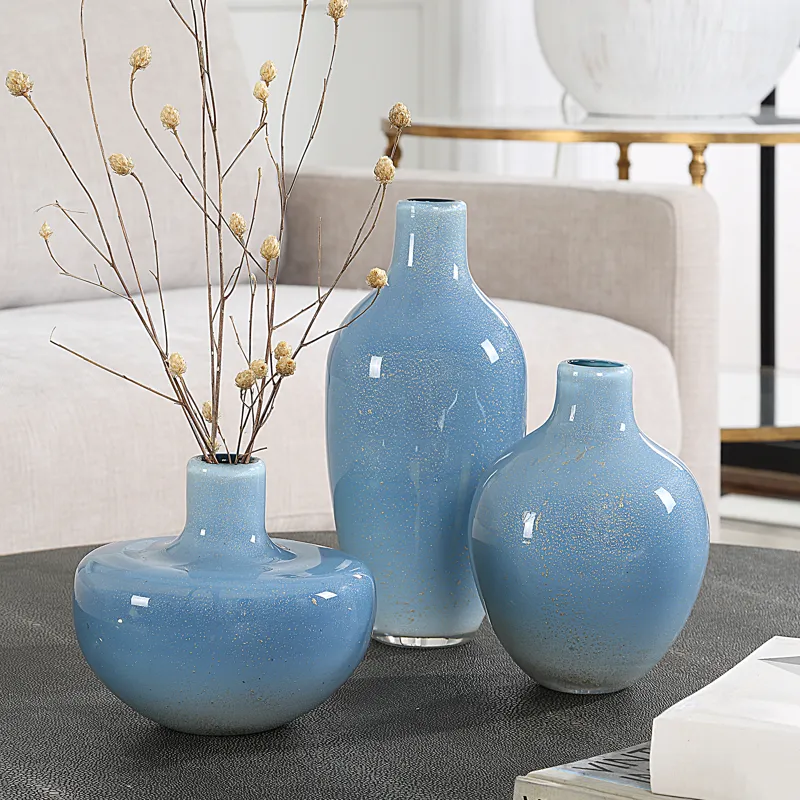 Celestial Frost Blue Vases Set/3