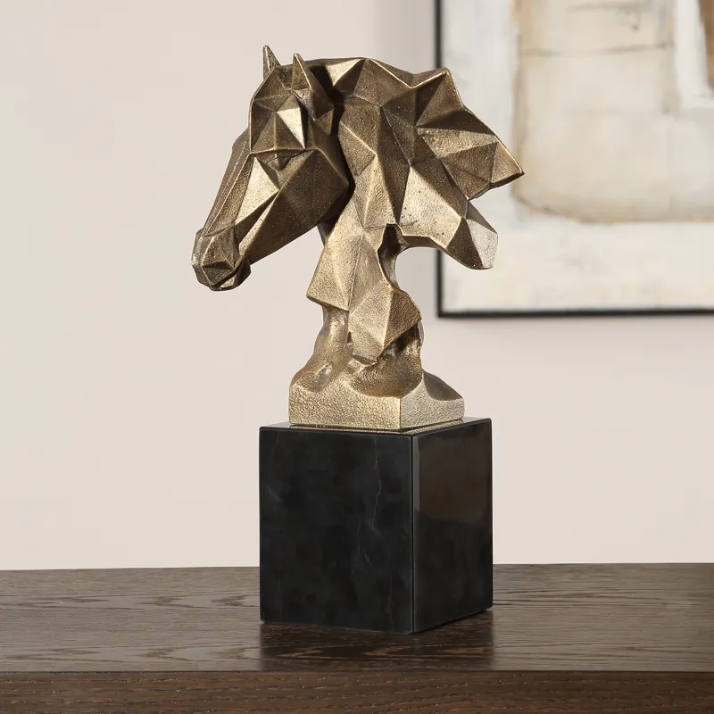 Chiseled Horse Bust Sculpture