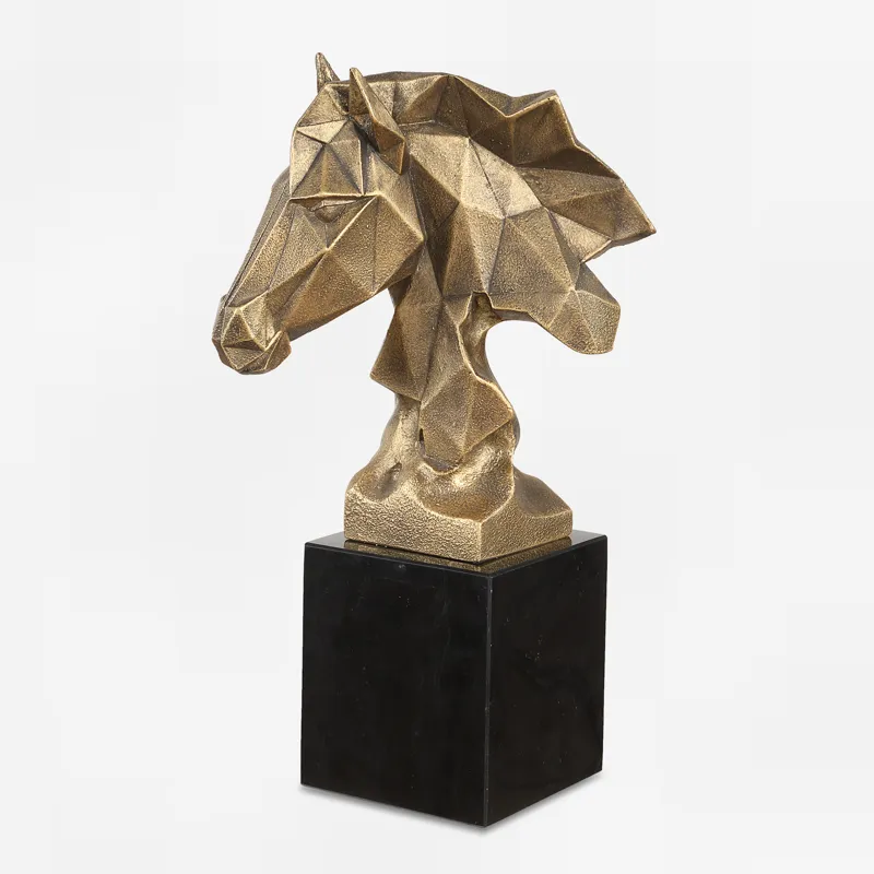 Chiseled Horse Bust Sculpture