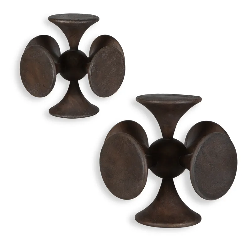 Balanced Harmony Dark Wooden Sculptures, Set/2