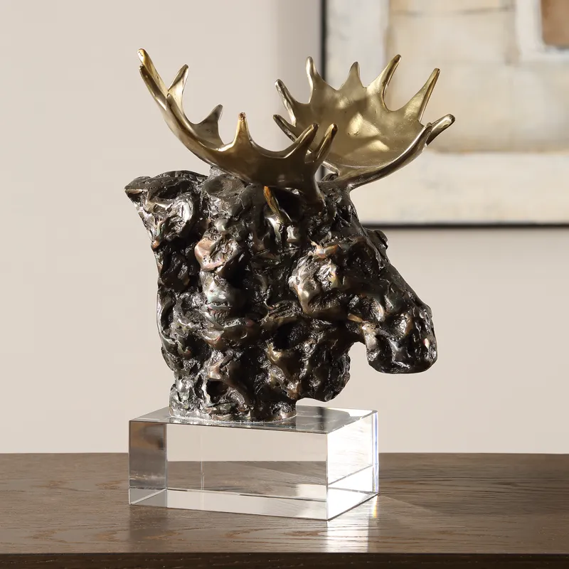 Moose Bust Bronze Sculpture