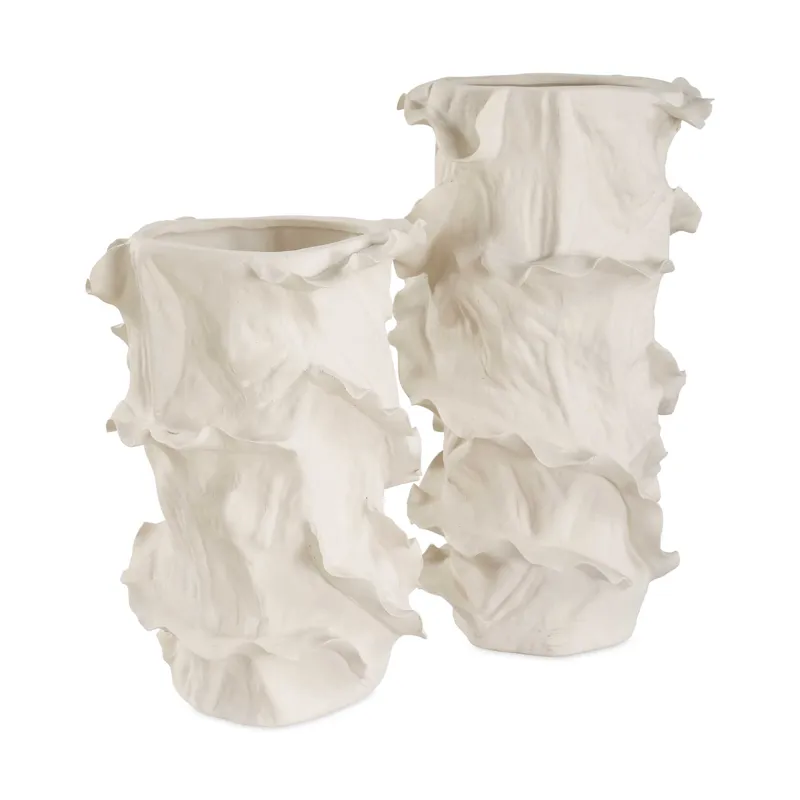 Ripple Crest White Vases Set/2