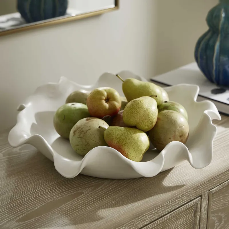 Wave Crest White Outdoor Bowl