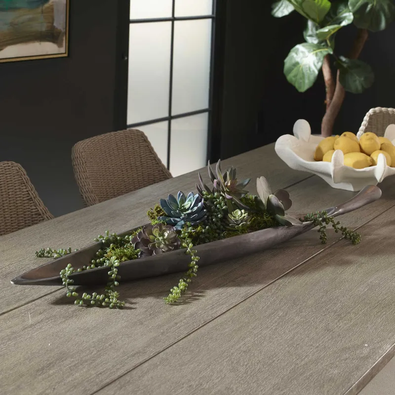 Leaflet Dark Nickel Outdoor Bowl