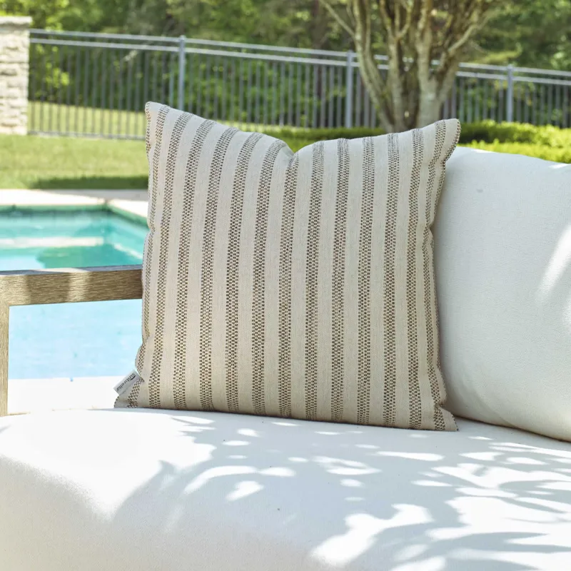 Basket Stripe Rattan Outdoor Pillow