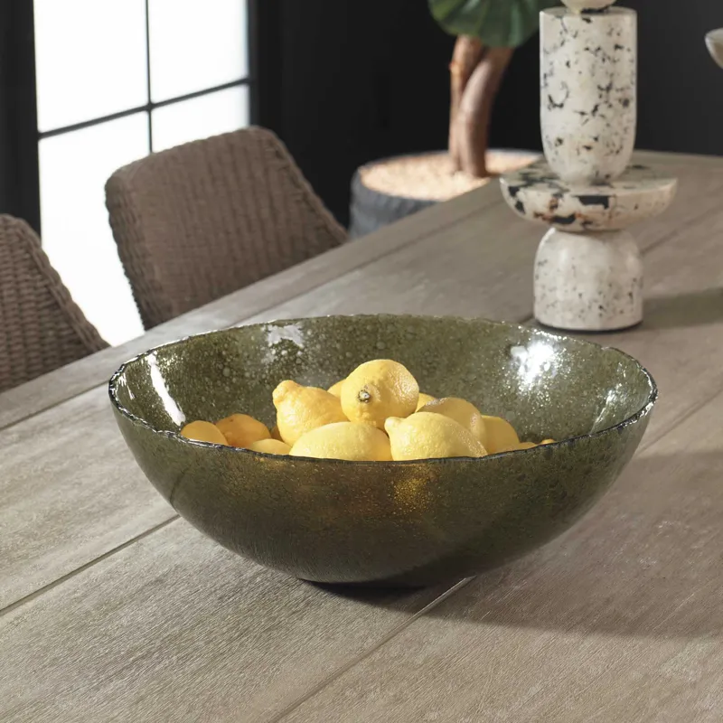 Veridian Shimmer Earthy Glass Bowl
