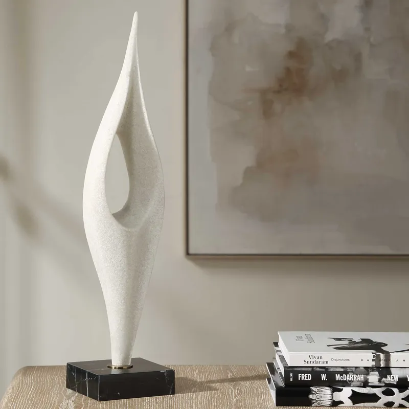 Fluid Drop White Stone Sculpture