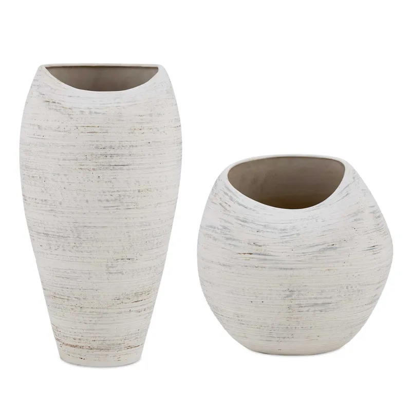 Inara Indoor-Outdoor White Vases Set/2