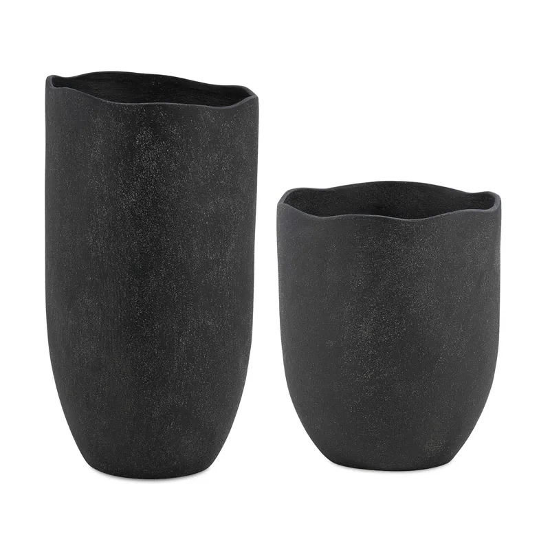 Komorebi Indoor-Outdoor Black Vases Set/2