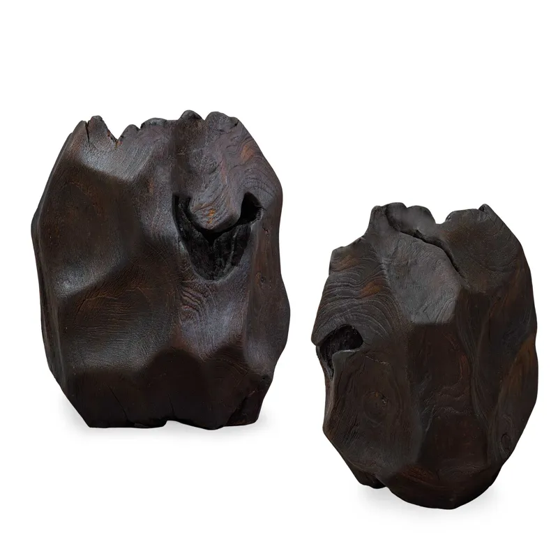 Ember Root Teak Sculpture, Set/2