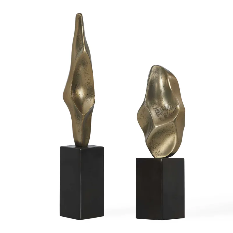 Fluid Geometry Gold Sculptures, Set/2