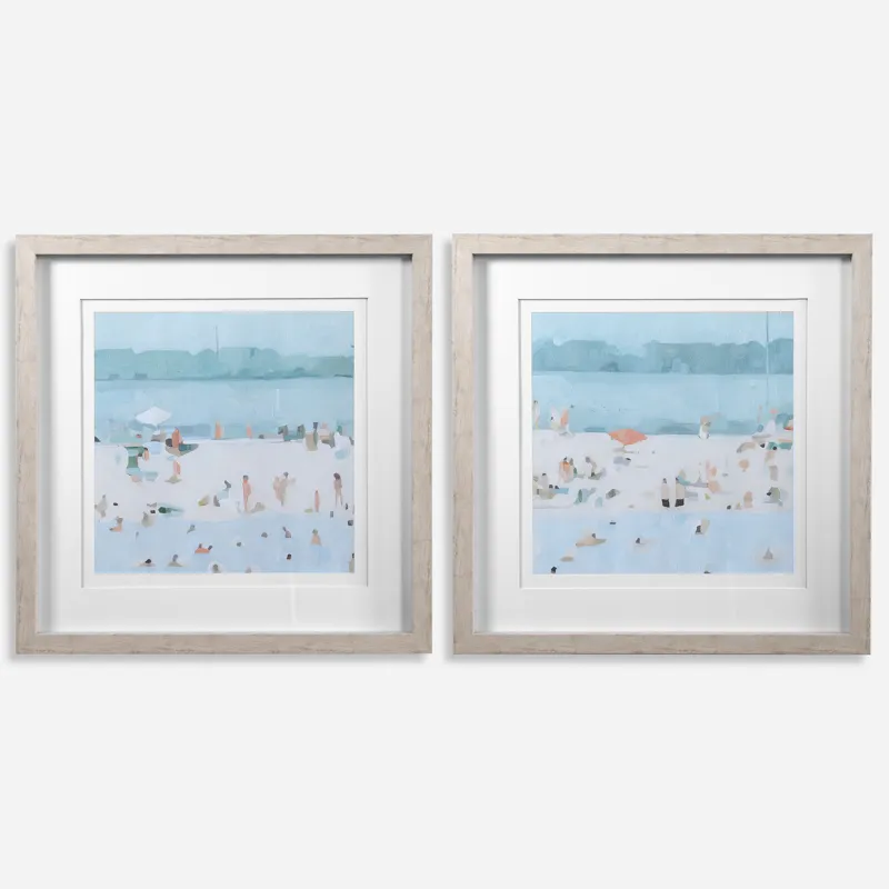 Sea Glass Sandbar Framed Prints, Set/2