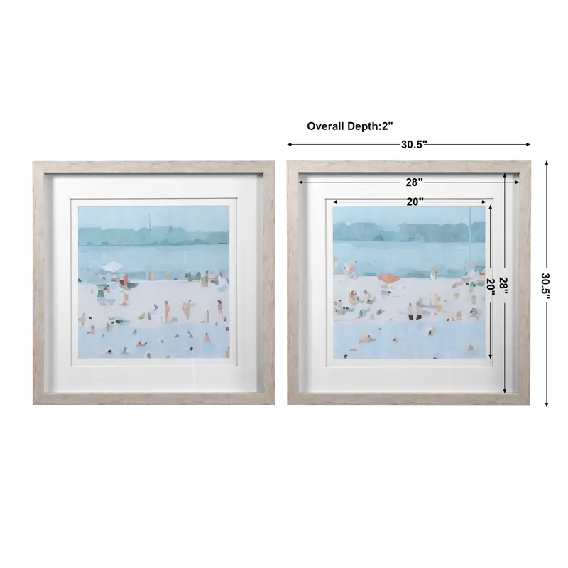 Sea Glass Sandbar Framed Prints, Set/2