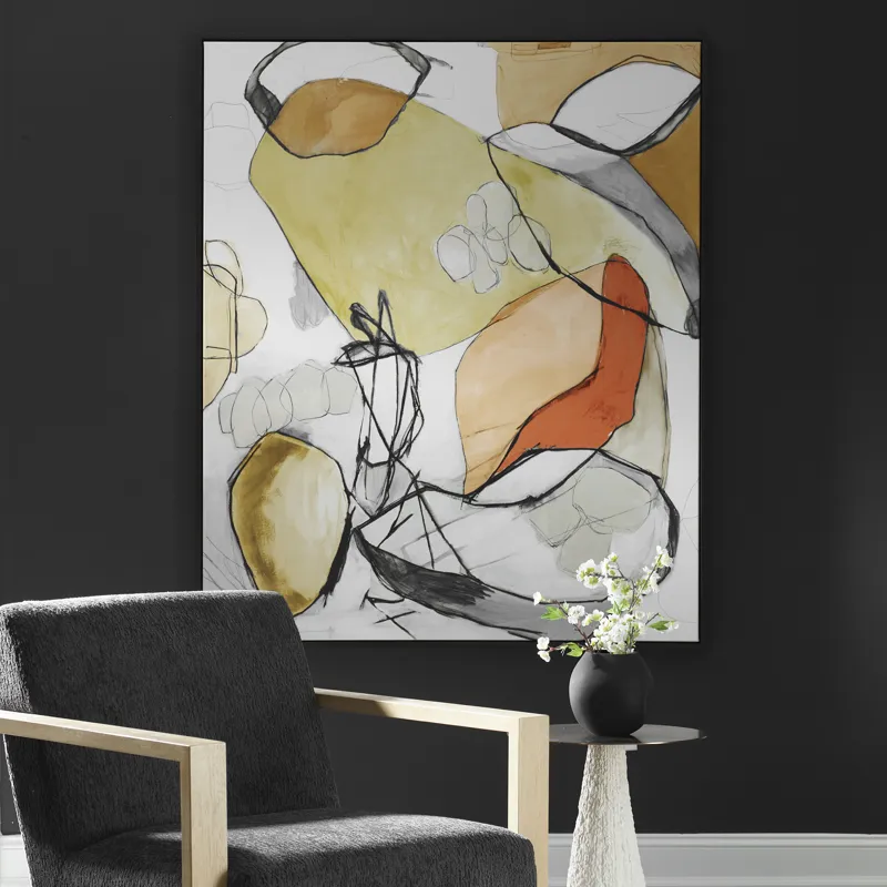 Charcoal Improvision Framed Abstract Art