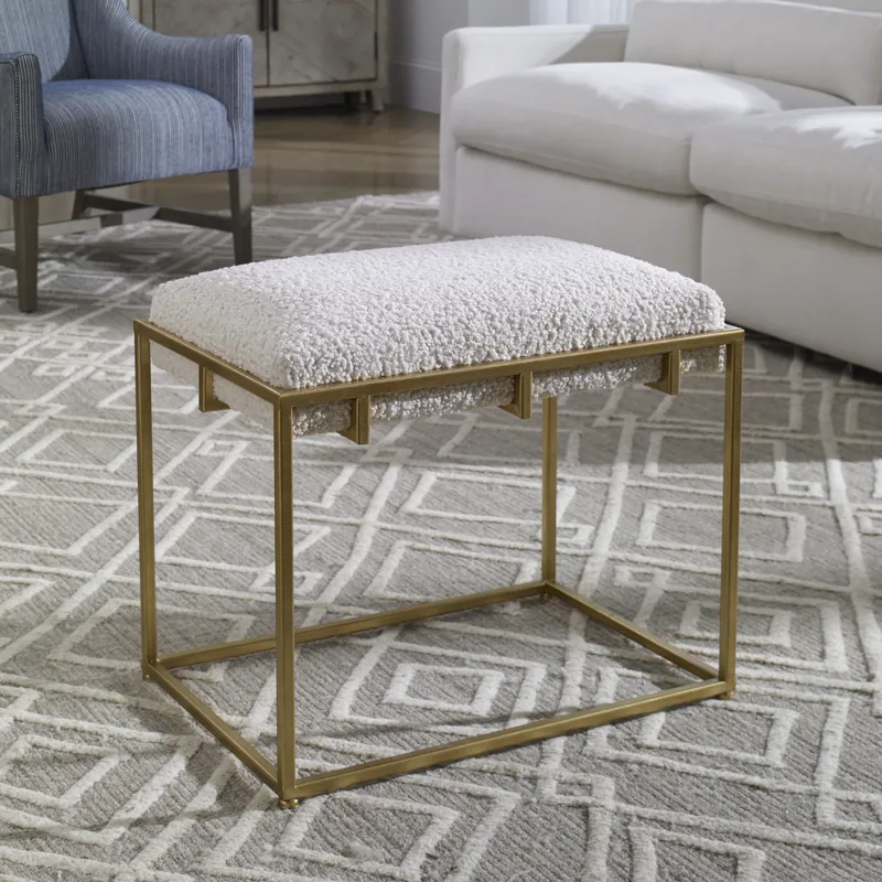 Paradox Small Gold & White Shearling Bench